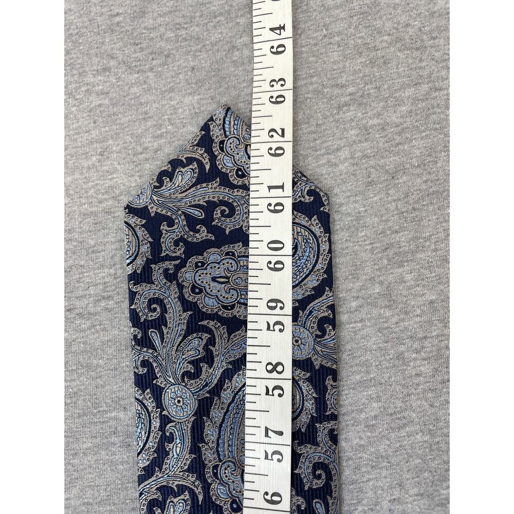 Paul Fredrick Tie Mens Blue Classic 3.5" Paisley 100% Silk 62.5" Long - Picture 5 of 5